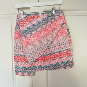 Patterned Zara Asymmetrical Mini Skirt